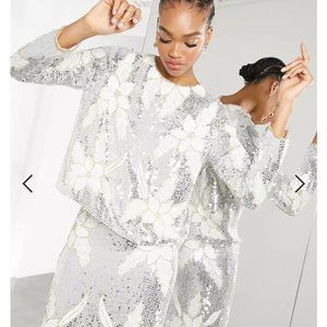 ASOS EDITION floral sequin split back top